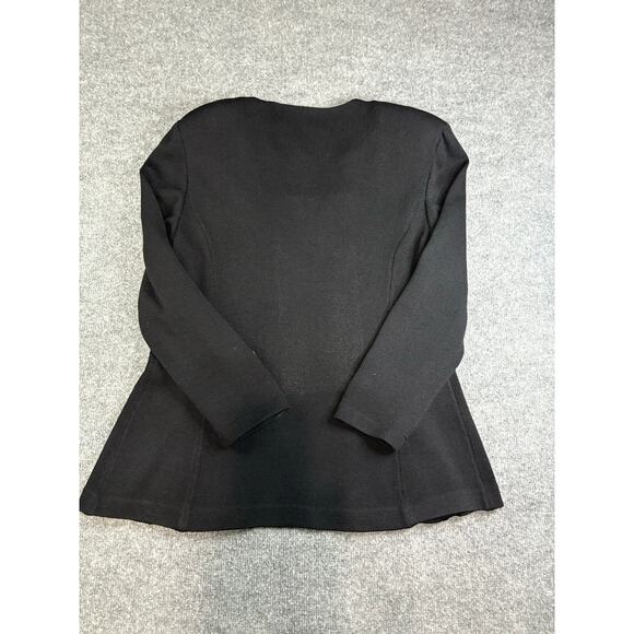 Rare St John Collection Marie Gray 2 pc Knit Suit Jacket Skirt Sz 14 Black Gold - Picture 13 of 13